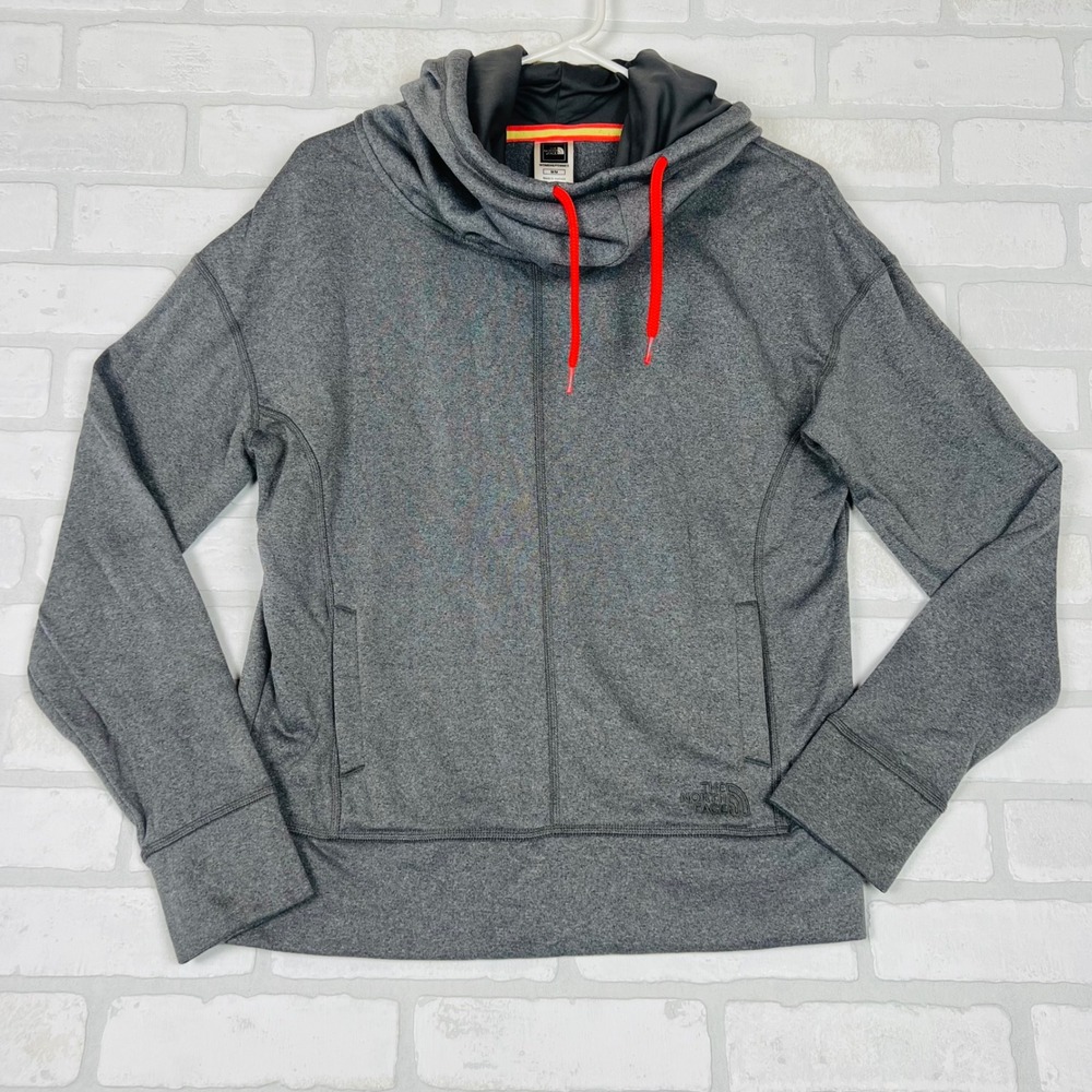 The North Face Womens Gray Cowl Neck Hoodie Sweatshirt Heathered Medium